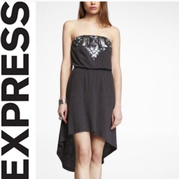 Express gray and sequin strapless dress - Picture 2 of 5